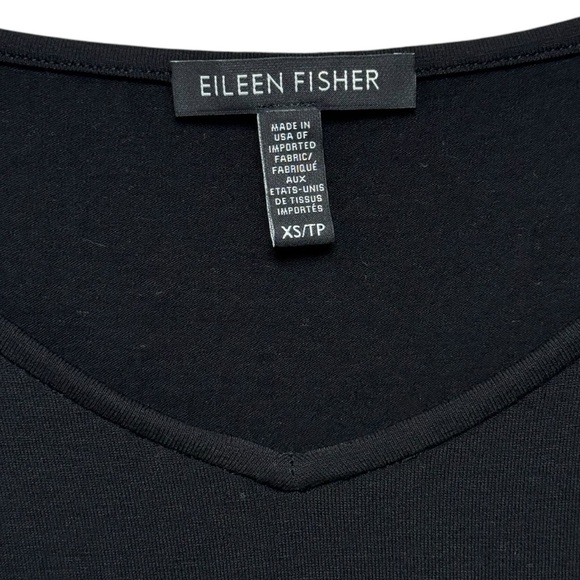 EILEEN FISHER Viscose Jersey 3/4-Sleeve V-Neck Dress Size XS S Black System - Picture 4 of 8